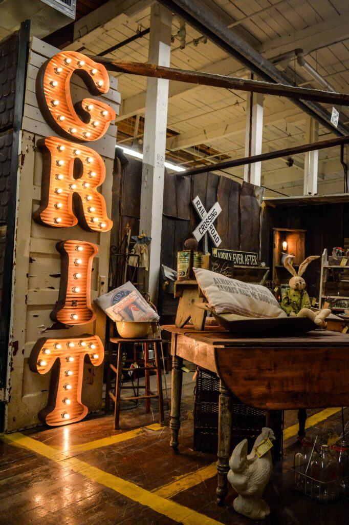 Antiques inside The Depot at Gibson Mill