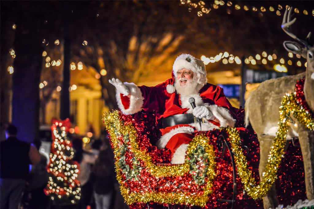 Santa on a parade float