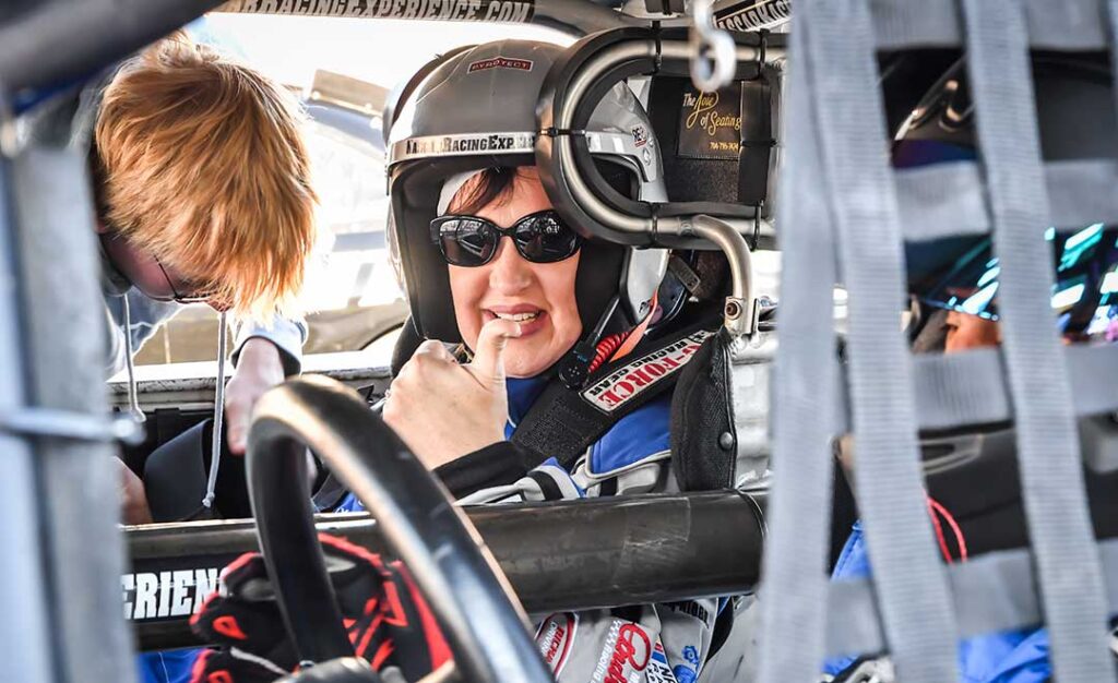 woman inside race car