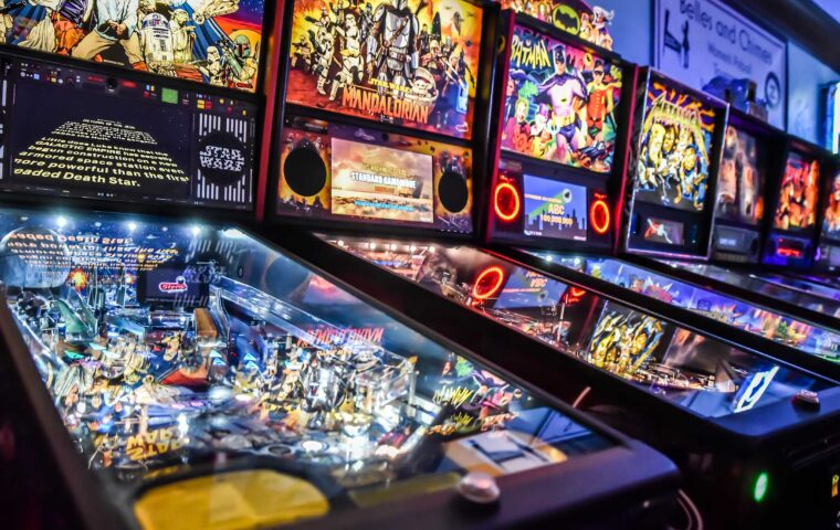 pinball machines in an arcade